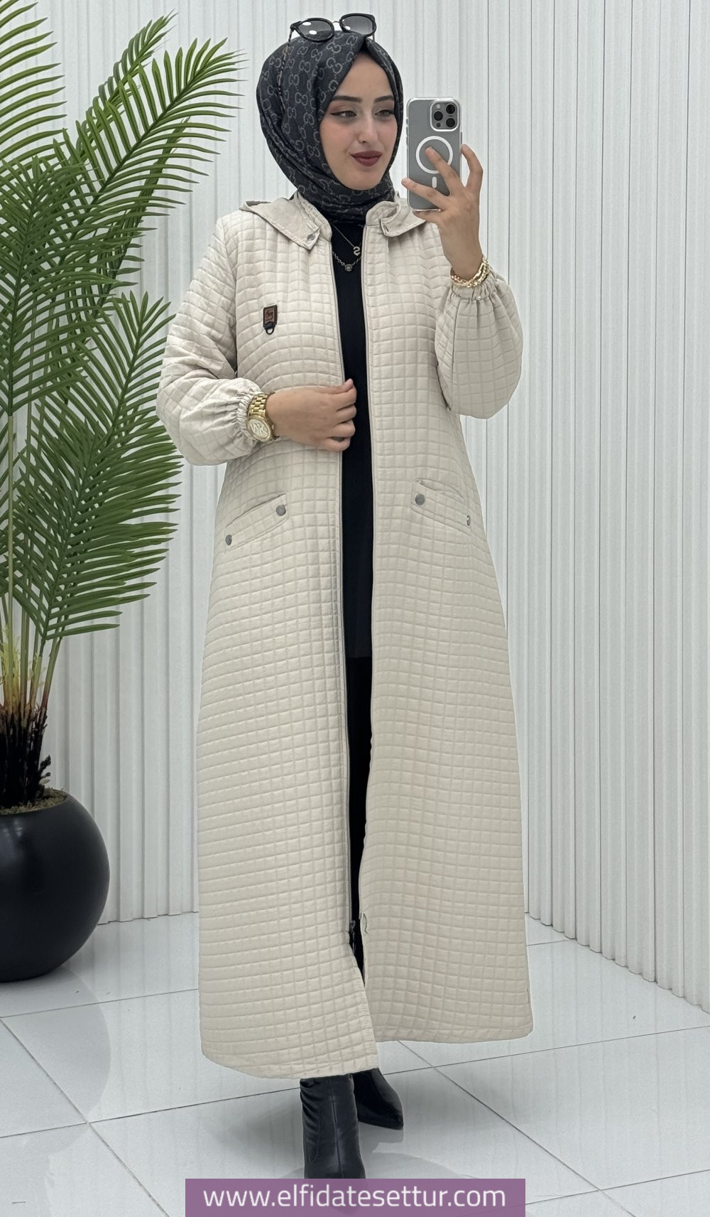 Büyük beden kapitone ayla kap