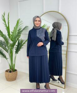 Scuba krep tuğçe etekli takım