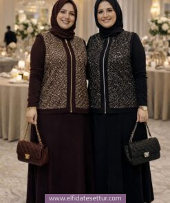 Asel Pul Payet Detaylı Sandy Elbise Takım