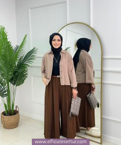 Baggy Etek Pantolon Double Krep Rahat Kesim