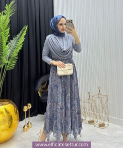 Etnik Desenli Şifon Etekli Takım