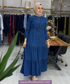 Farah Tensel Kot Elbise mavi