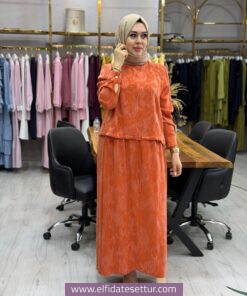 Seher Takım İpek Qupra Etek Tunik Takım