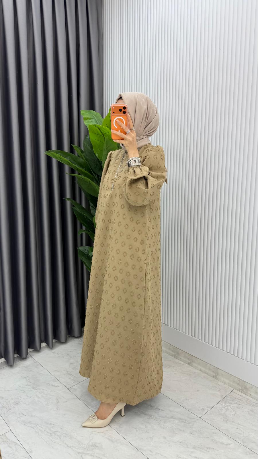 Premium Seyhan Ponpon Krep Elbise - Görsel 10