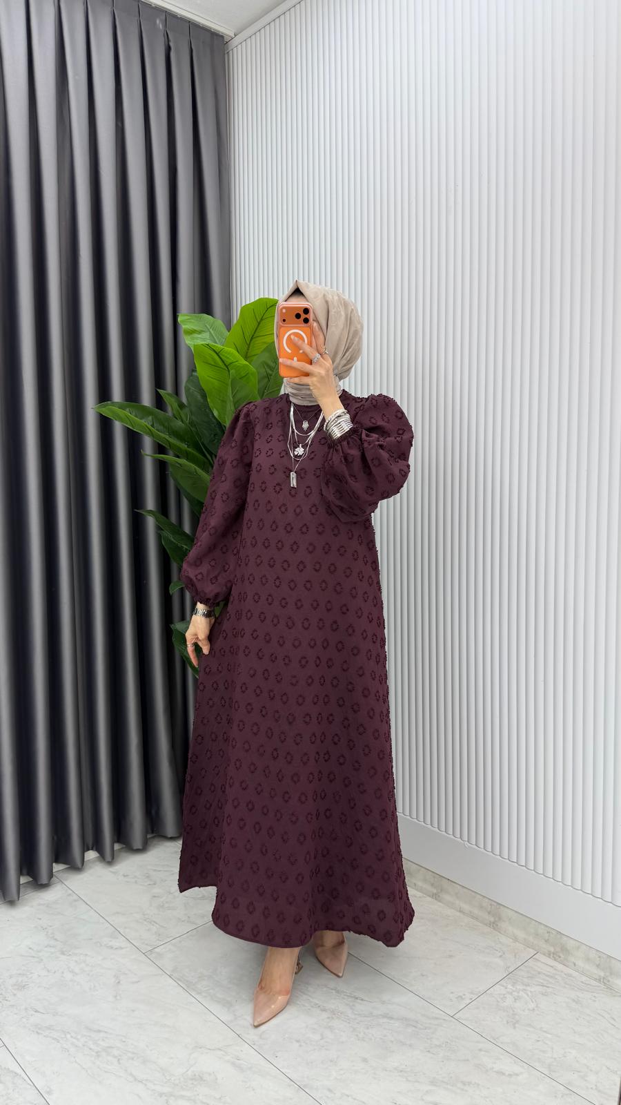 Premium Seyhan Ponpon Krep Elbise - Görsel 12