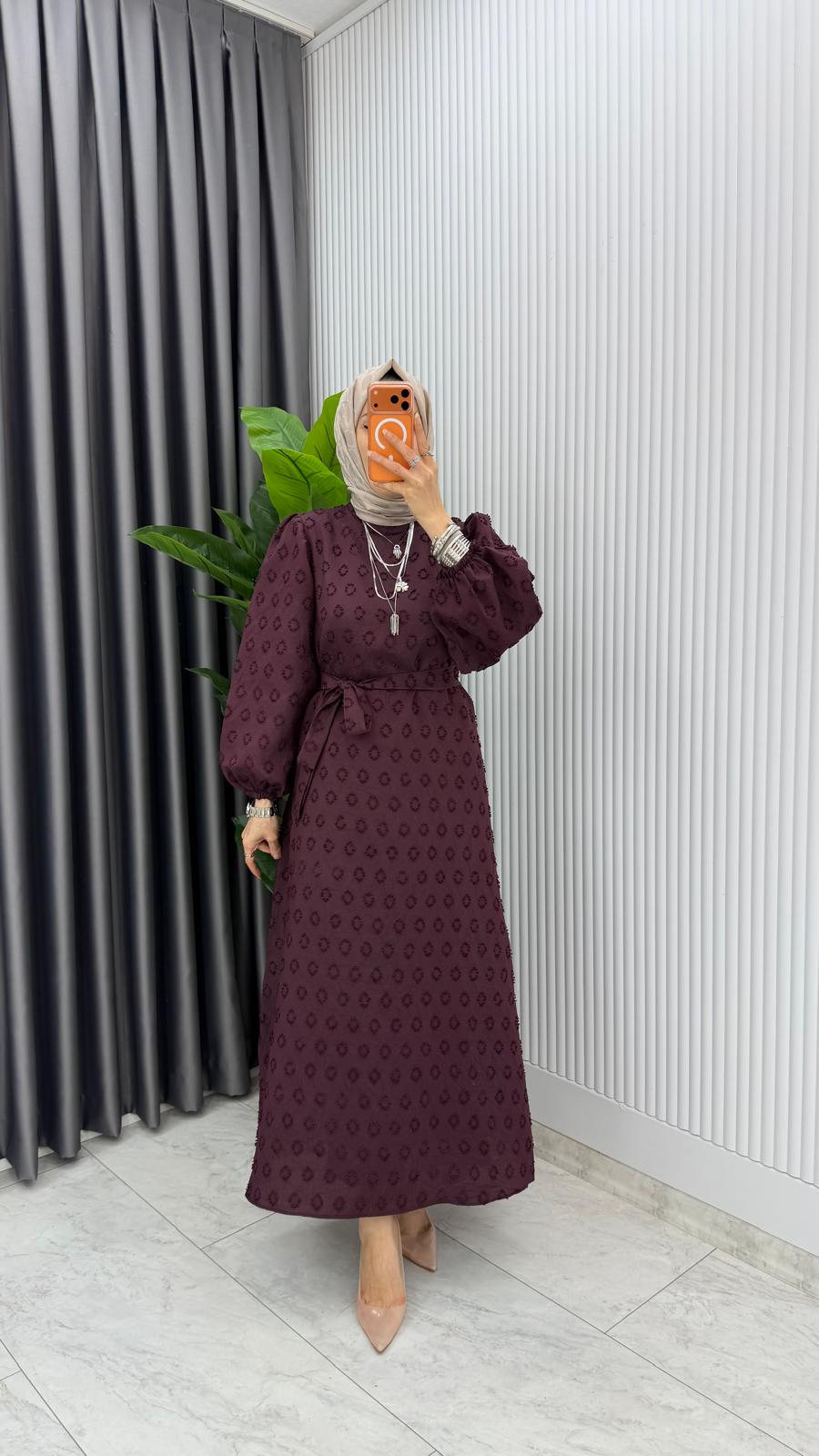 Premium Seyhan Ponpon Krep Elbise - Görsel 7