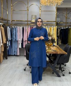 Tensel Kot Düğmeli Buğçe İkili Takım