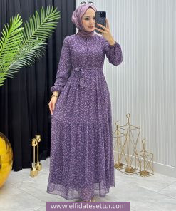 Mery tesettür Şifon Elbise Astarlı Yeni Sezon