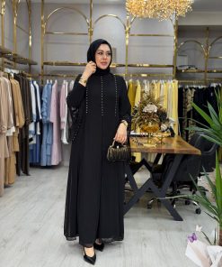 Şifon Detaylı Sandy Siyah Ahu Elbise