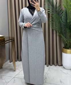 Enfes Özüm Toka Taşlı Likralı Tesettür Abiye