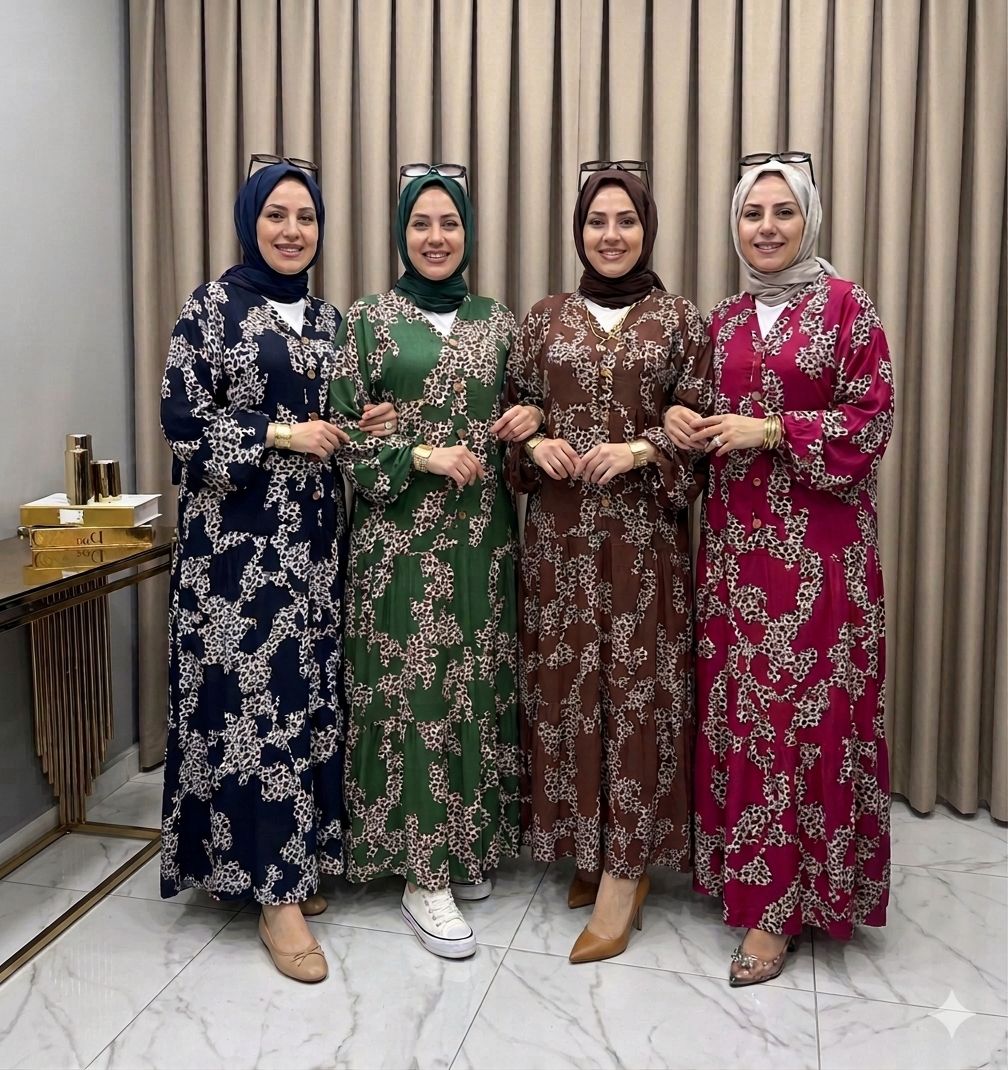 Büyük Beden İthal Viskon Gülfem Tesettür Elbise