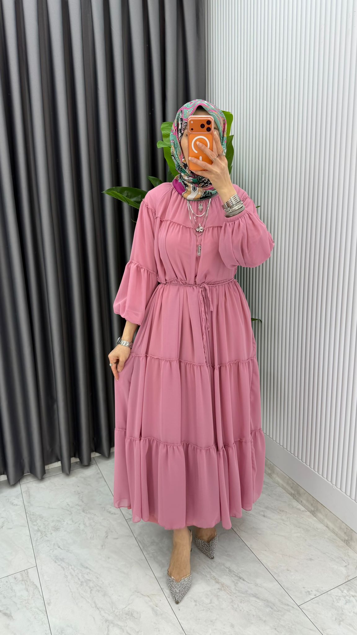Premium Güzide Tesettür Şifon Elbise - Görsel 25