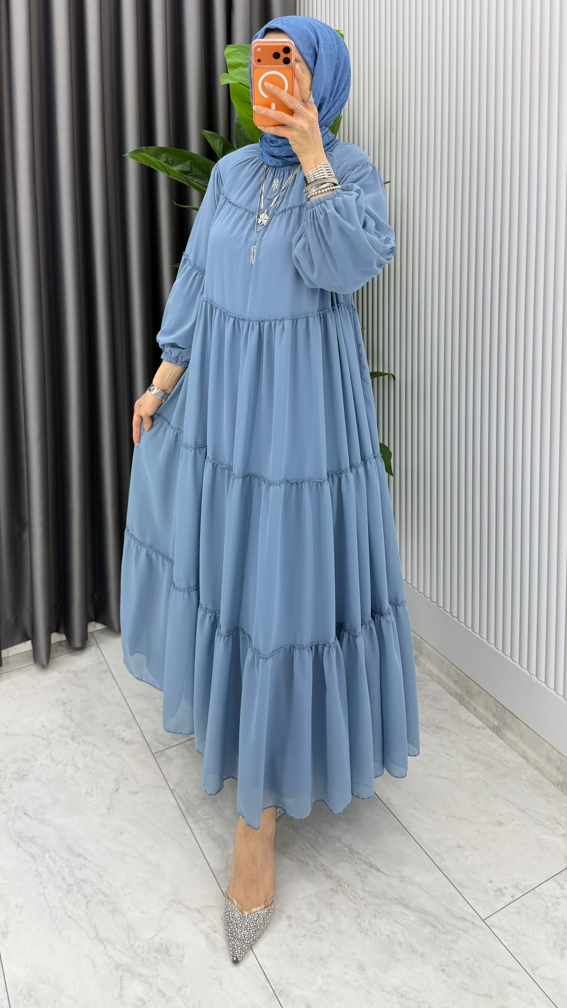 Premium Güzide Tesettür Şifon Elbise - Görsel 24