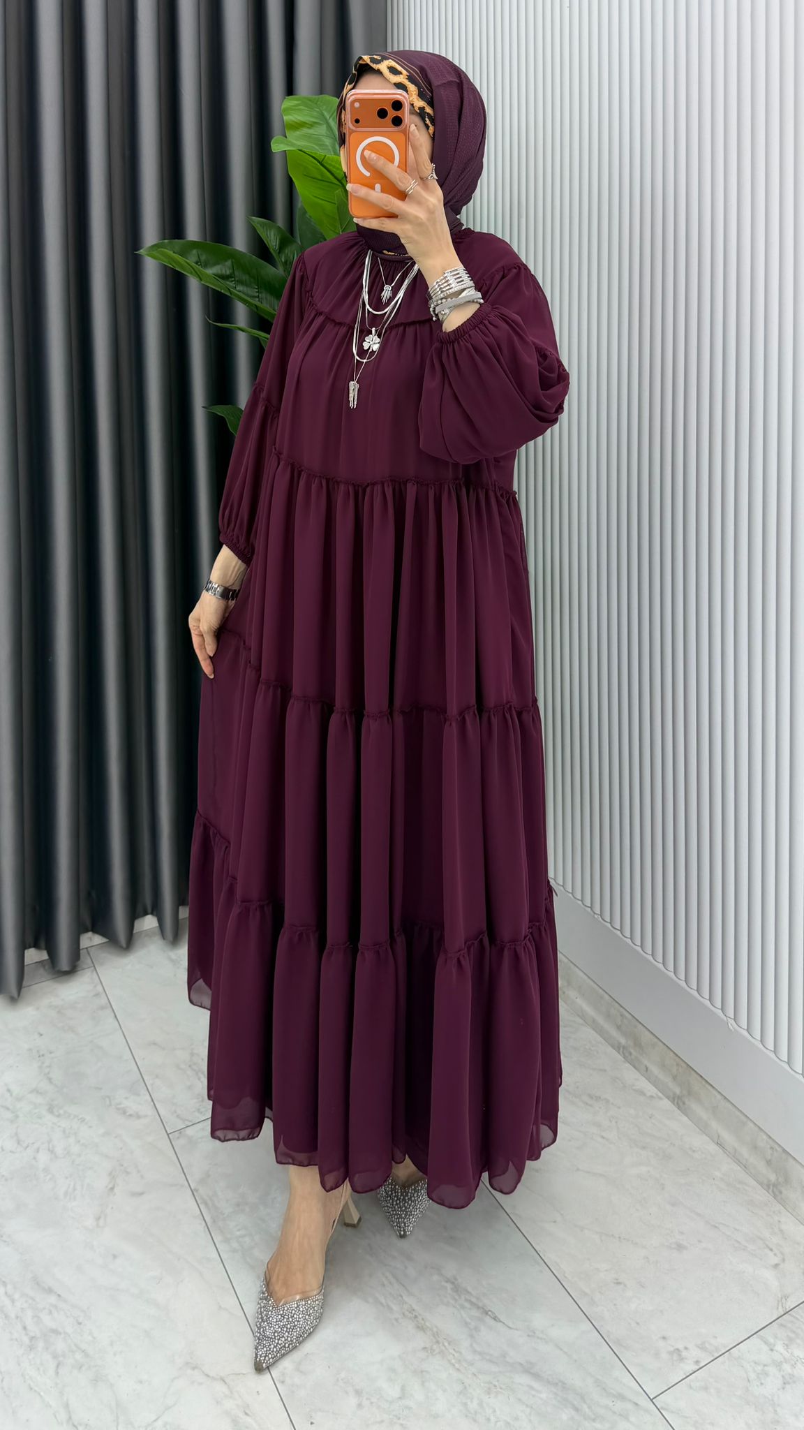 Premium Güzide Tesettür Şifon Elbise - Görsel 23