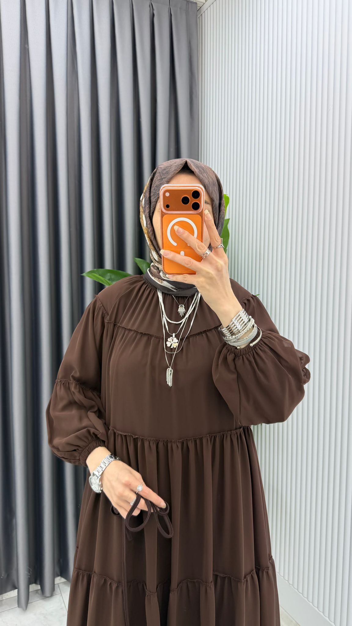 Premium Güzide Tesettür Şifon Elbise - Görsel 5