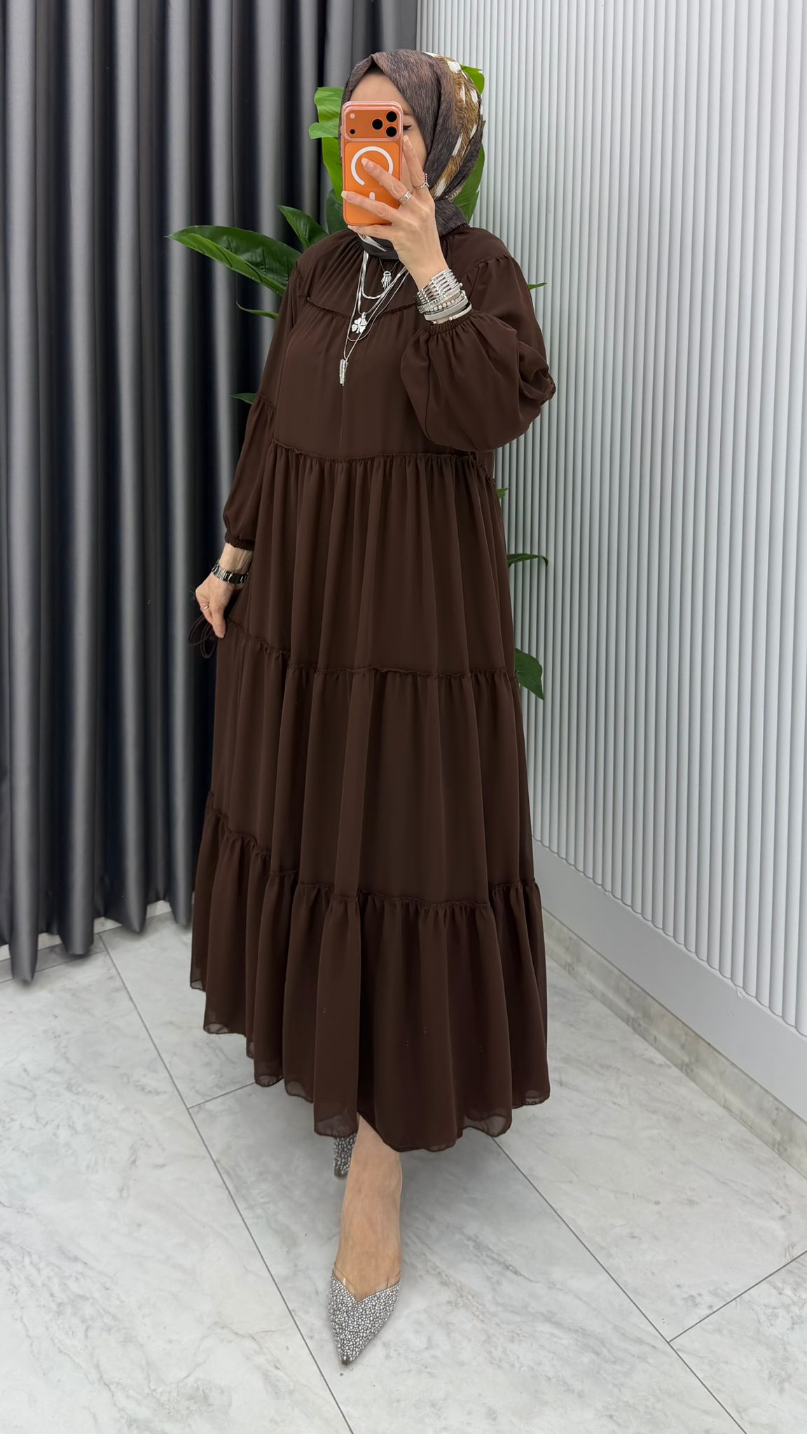 Premium Güzide Tesettür Şifon Elbise - Görsel 16