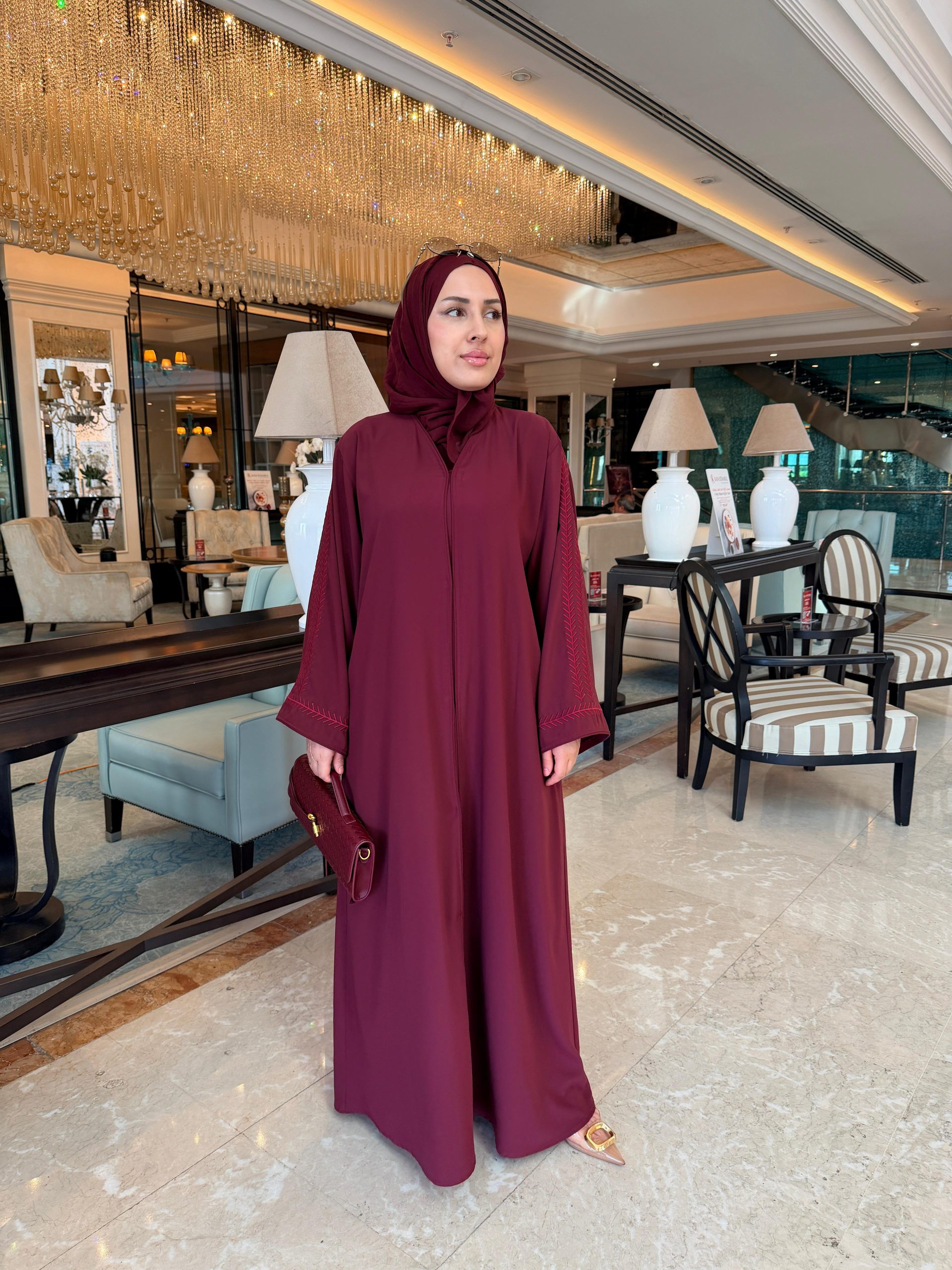 Liyana Dubai İpek Kumaş Büyük Beden Abaya Elbise - Görsel 13