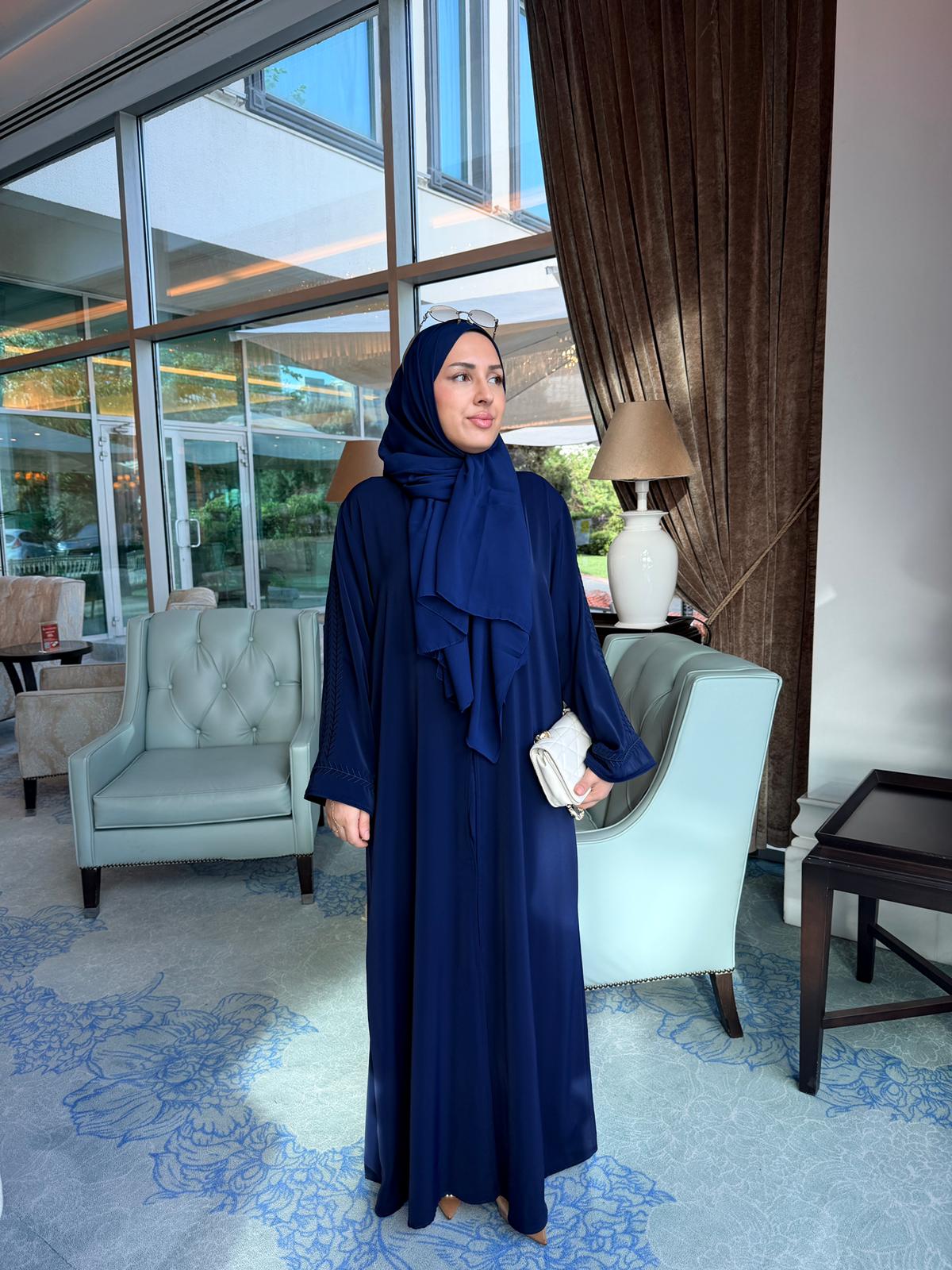 Liyana Dubai İpek Kumaş Büyük Beden Abaya Elbise - Görsel 9