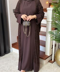 Dubai İpeği Mues Abaya Takım