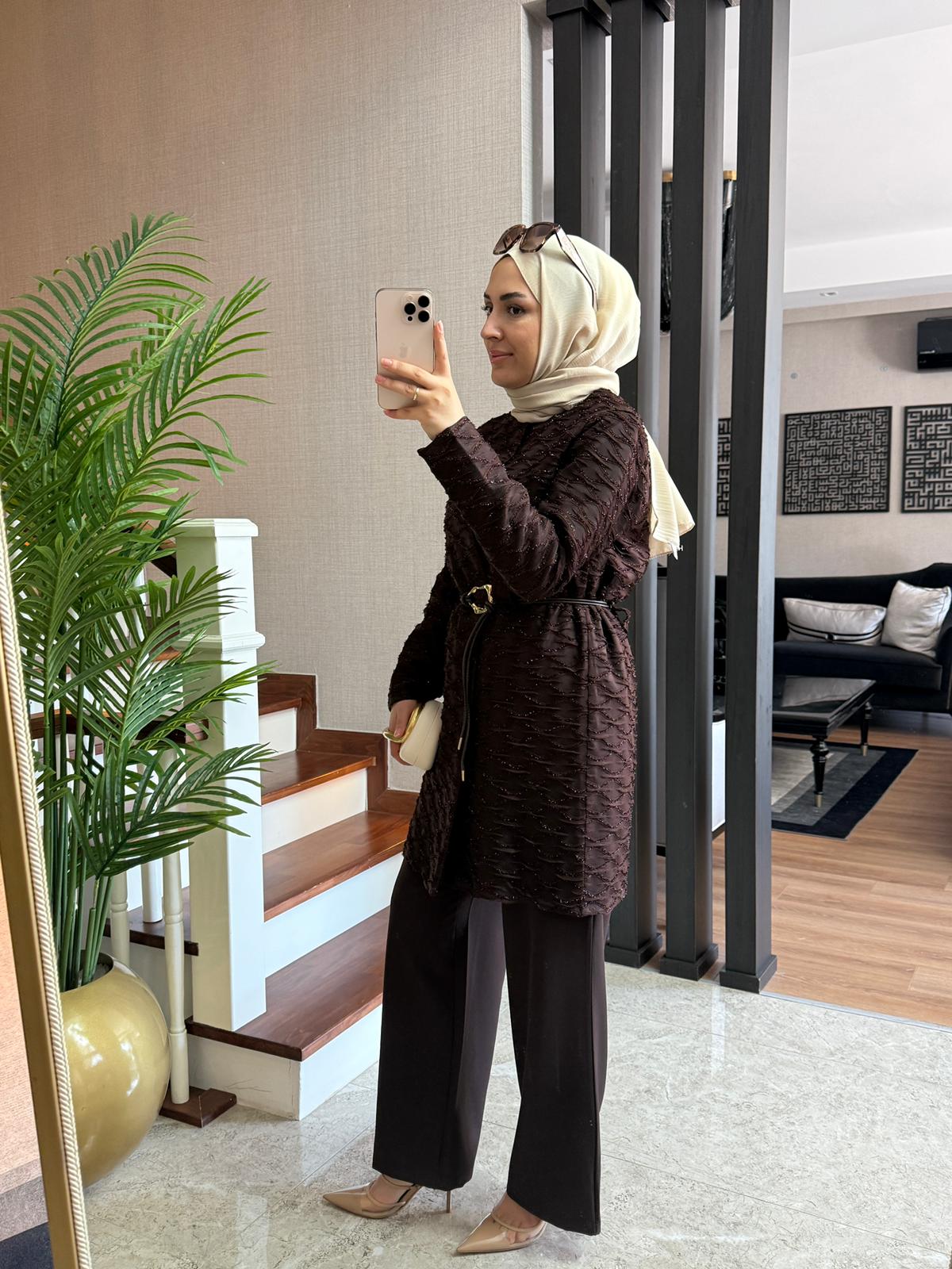 Ella Double Krep Ceketli Tesettür Takım - Görsel 24