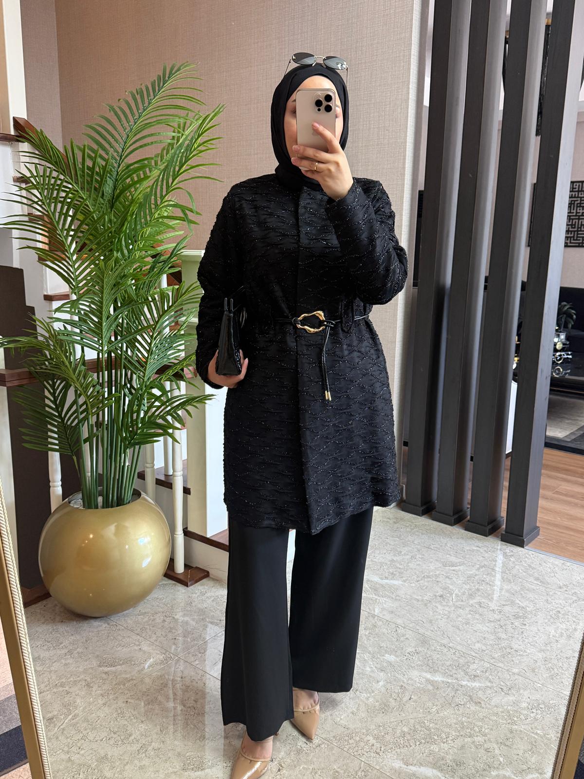 Ella Double Krep Ceketli Tesettür Takım - Görsel 7