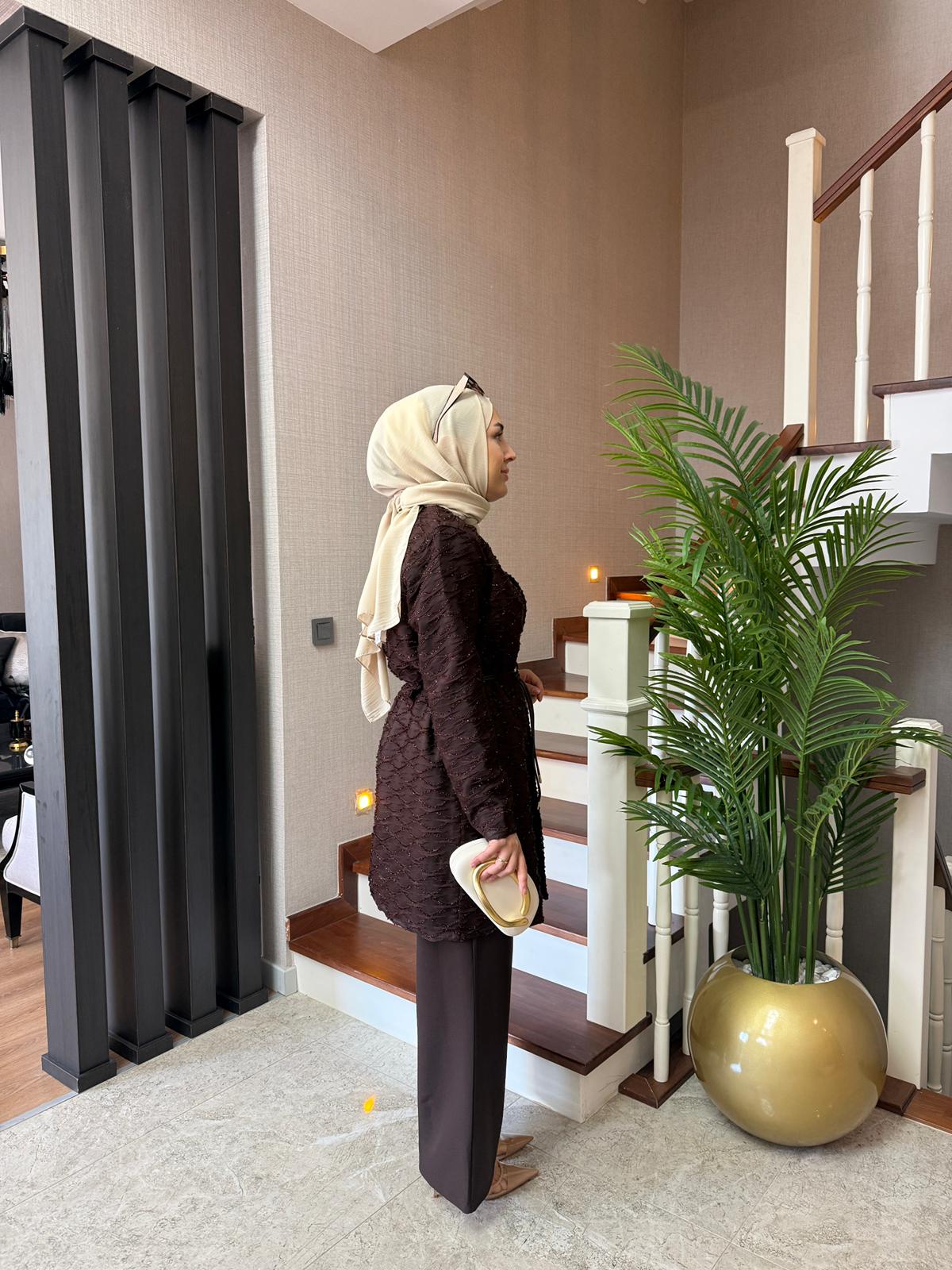 Ella Double Krep Ceketli Tesettür Takım - Görsel 10