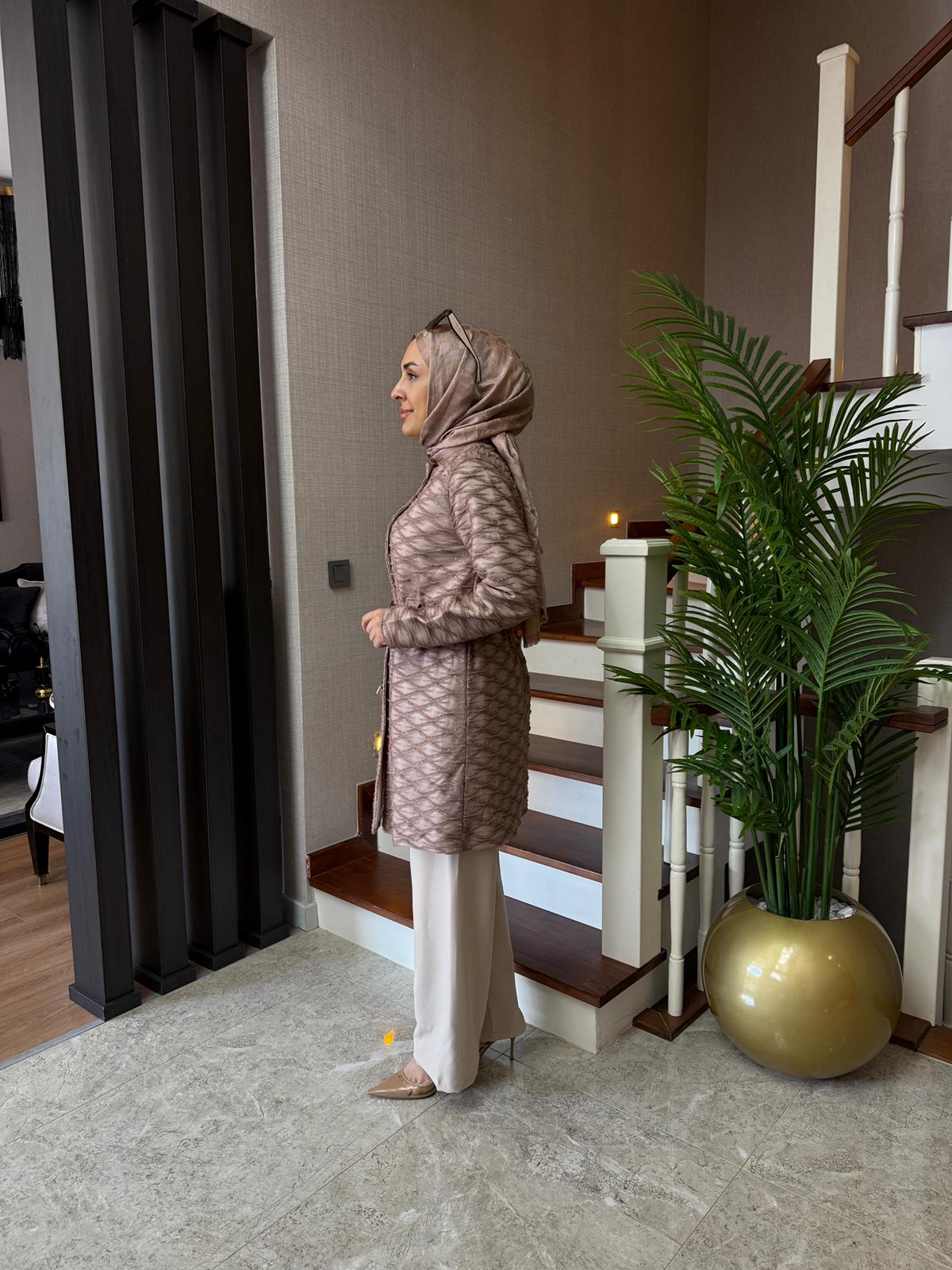 Ella Double Krep Ceketli Tesettür Takım - Görsel 11