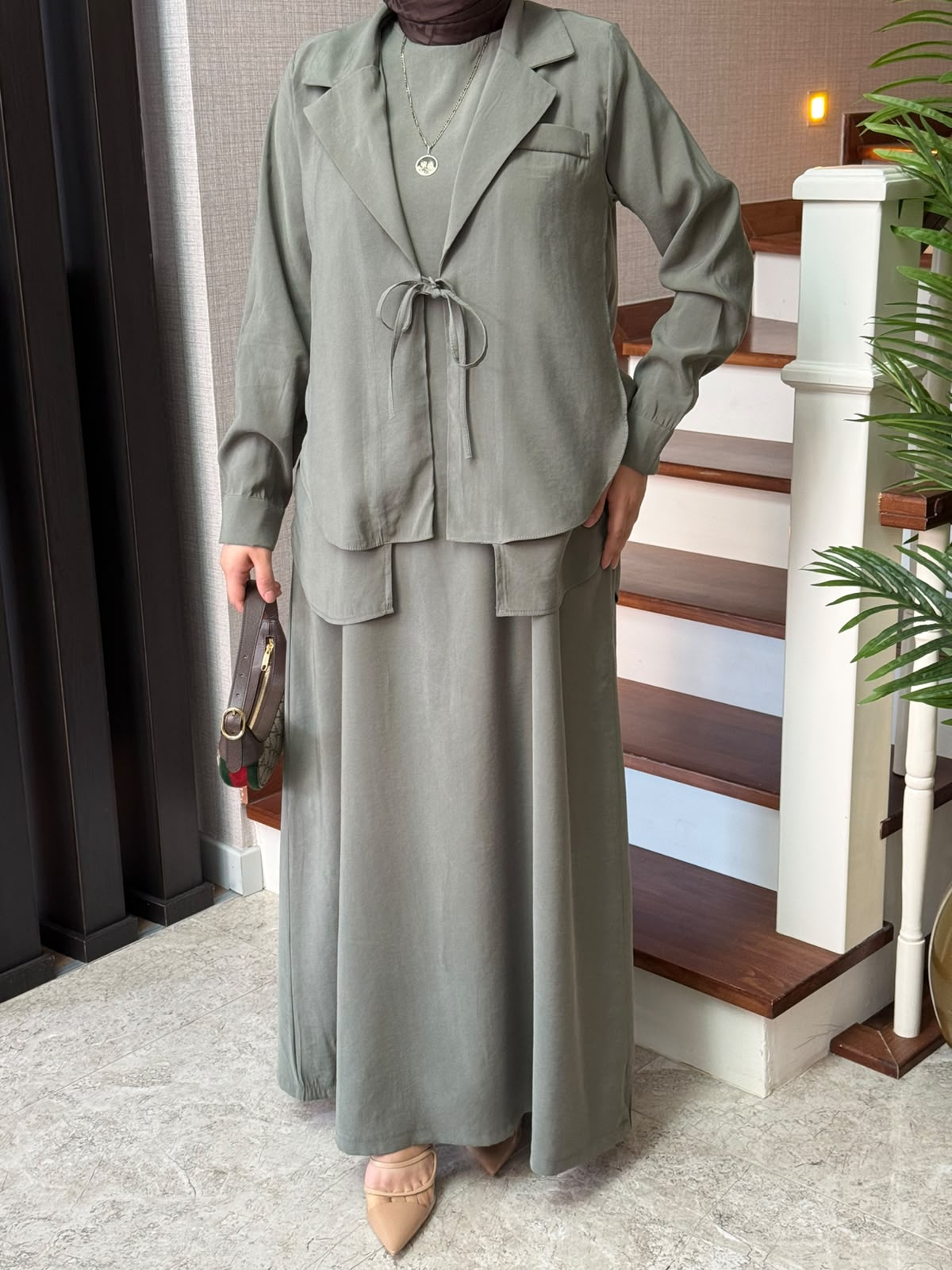 Mayda Ceketli Modal Elbise Takım - Görsel 18
