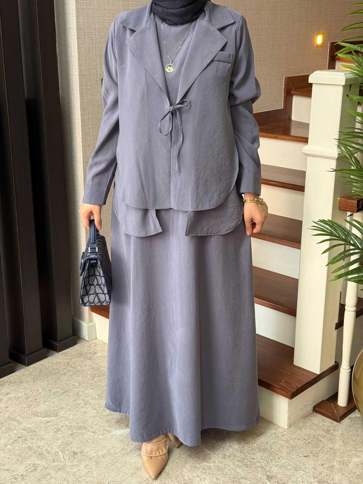 Mayda Ceketli Modal Elbise Takım - Görsel 10