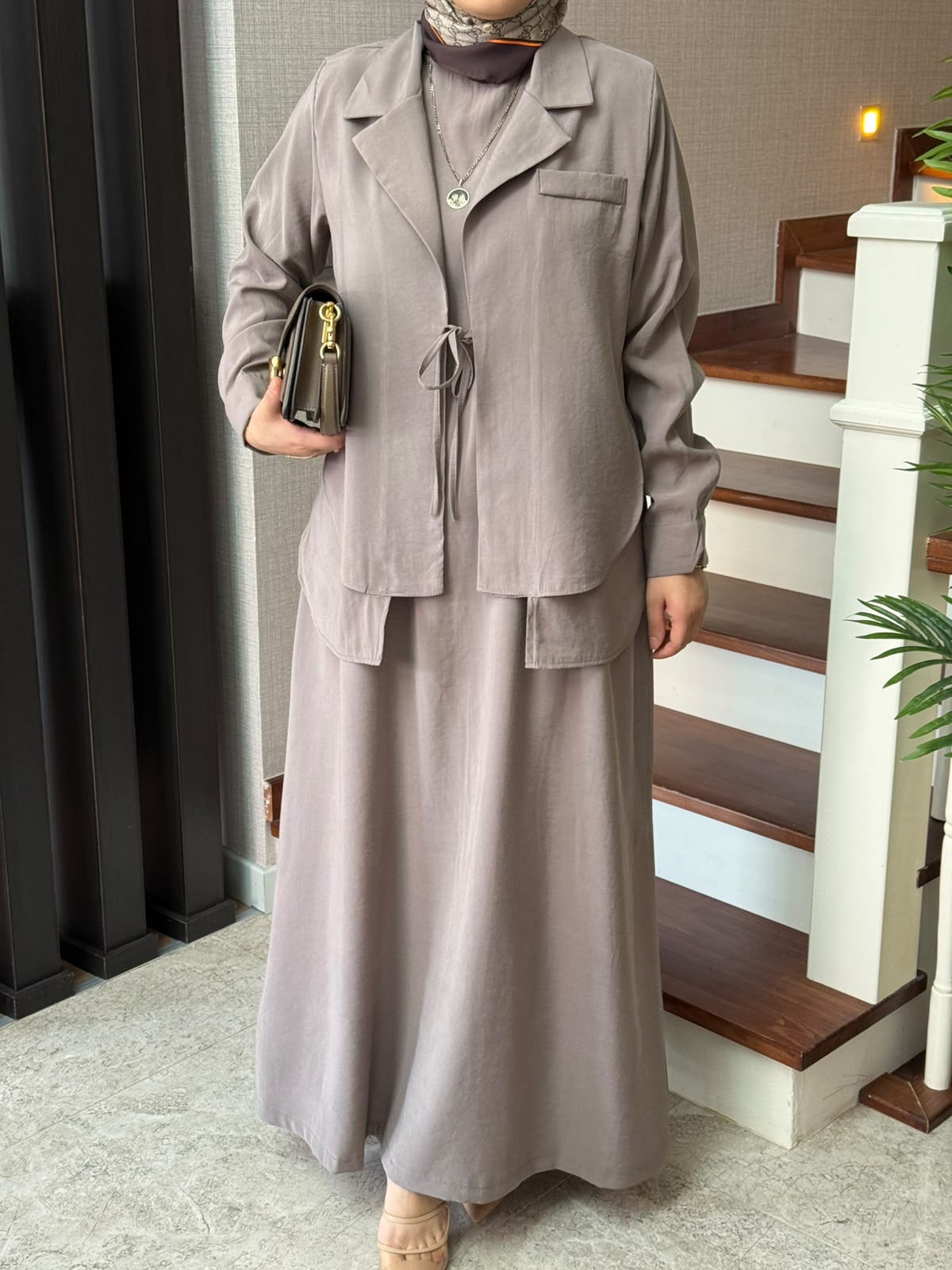 Mayda Ceketli Modal Elbise Takım - Görsel 3