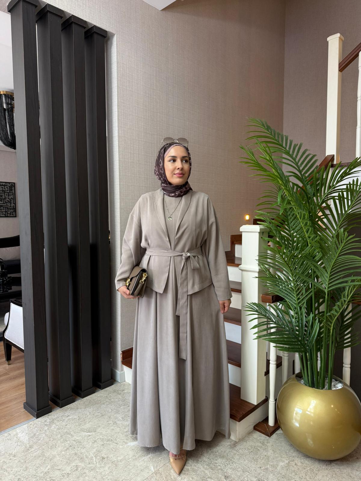 Farah Lyocell Kimonolu Tesettür Elbise Takımı